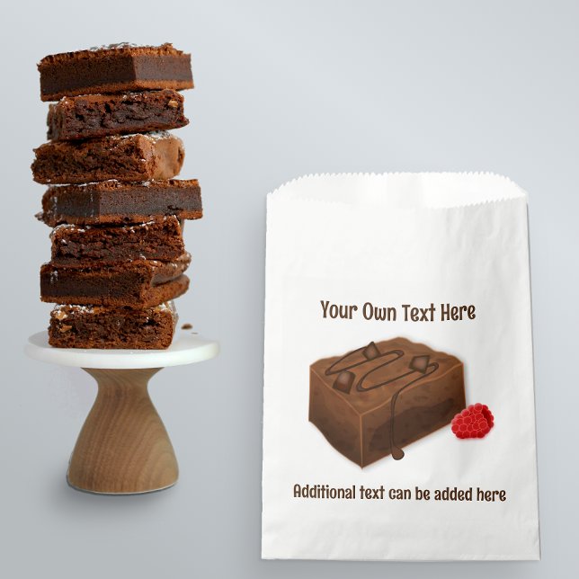 Tasty Chocolate Brownie Square and your own text  Favour Bag (Creator Uploaded)