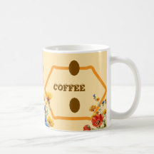Tasty Coffee Beans & Floral Mug Sticker – Vintage