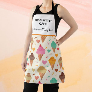 Tasty colourful ice cream pattern custom name  apron