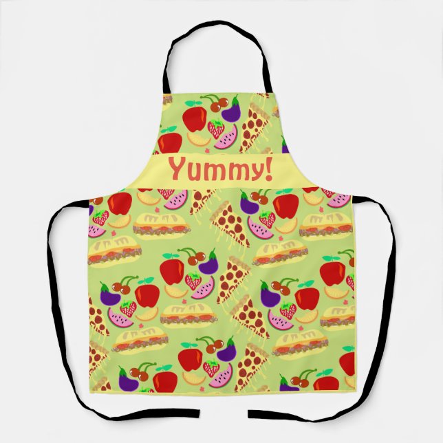 Tasty Cute Food Yellow Fun Cartoon Pattern Apron (Front)