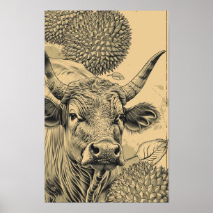 Tasty Durian-Flavoued Jerky Packaging Illustration Poster