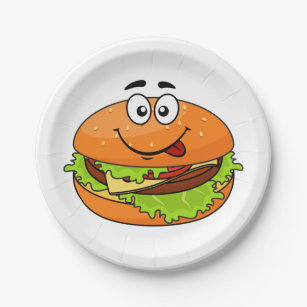 Tasty Hamburger Paper Plate