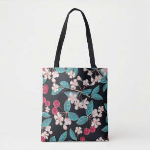 Tasty, juicy cherries. Seamless background from a Tote Bag