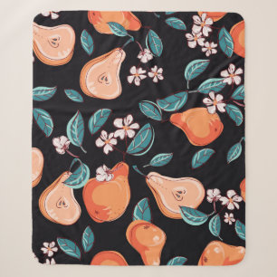 Tasty, juicy pears. Seamless pattern of fruits and Sherpa Blanket