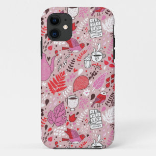 Tasty pattern with birds and flowers iPhone 11 case