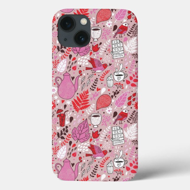 Tasty pattern with birds and flowers Case-Mate iPhone case (Back)