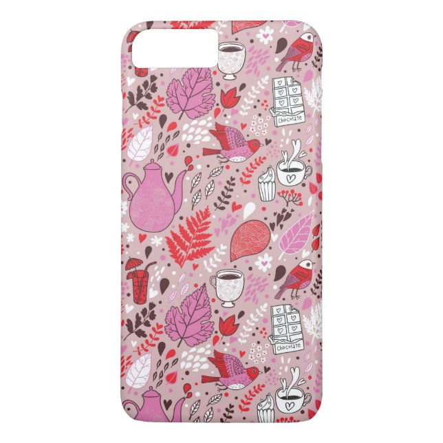 Tasty pattern with birds and flowers Case-Mate iPhone case (Back)