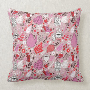 Tasty pattern with birds and flowers cushion