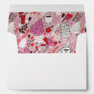 Tasty pattern with birds and flowers envelope