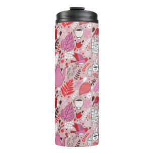 Tasty pattern with birds and flowers thermal tumbler