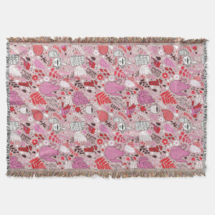Tasty pattern with birds and flowers throw blanket