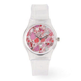 Tasty pattern with birds and flowers watch