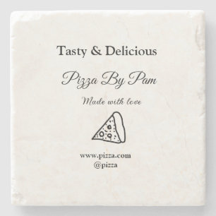 Tasty pizza restaurant cafe made with love add bsi stone coaster