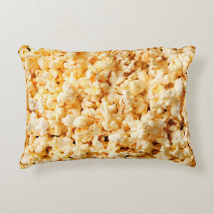 Tasty popcorn on whole background. Food  Decorative Cushion