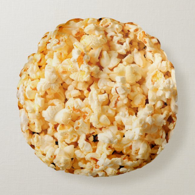 Tasty popcorn on whole background. Food  Round Cushion (Front)