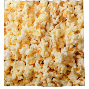 Tasty popcorn on whole background. Food Shower Curtain