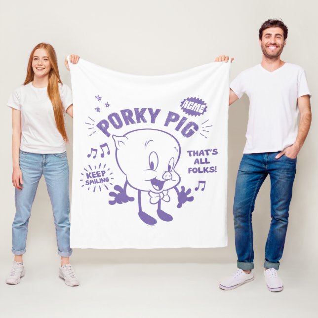 Tasty Retro Porky Pig Fleece Blanket (In Situ)