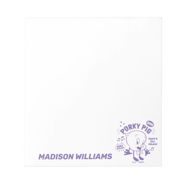 Tasty Retro Porky Pig Notepad (Front)