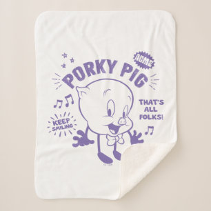Tasty Retro Porky Pig Sherpa Blanket