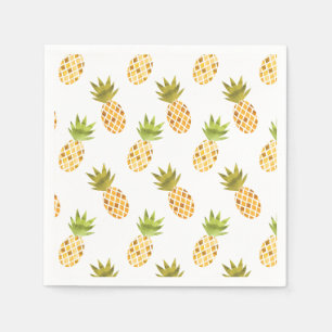 Tasty Tropical Watercolor Pineapple Pattern Napkin