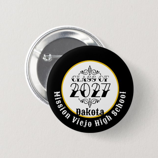 Tat Style Class of 2027 Graduation 6 Cm Round Badge (Front & Back)