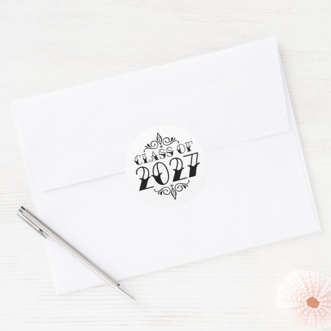 Tat-Style Class of 2027 Graduation Classic Round Sticker (Envelope)