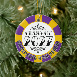 Tat-Style Gray Class of 2027 Photo Graduation Ceramic Ornament
