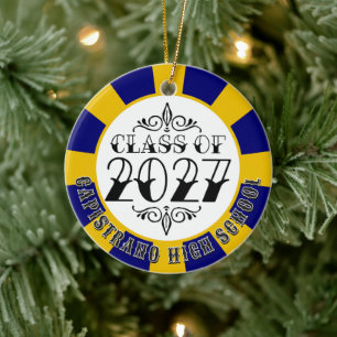 Tat-Style Grey Class of 2027 Photo Graduation Ceramic Ornament