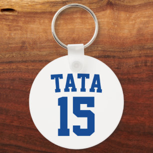 Tata Serbian Croatian Dad Blue Sport Jersey Number Key Ring