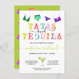 Tatas and Tequila Lingerie Bridal Shower Invitation