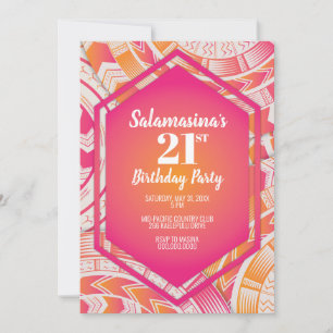 Tatau Pink & Orange Diamond Invitation