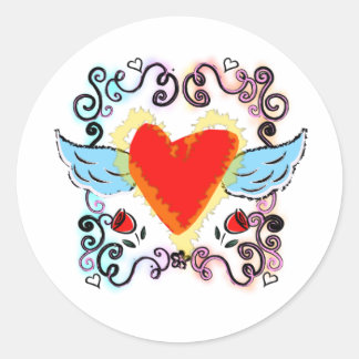 tatoo heart classic round sticker