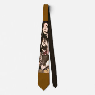 Tatooed Woman in Gold Tie
