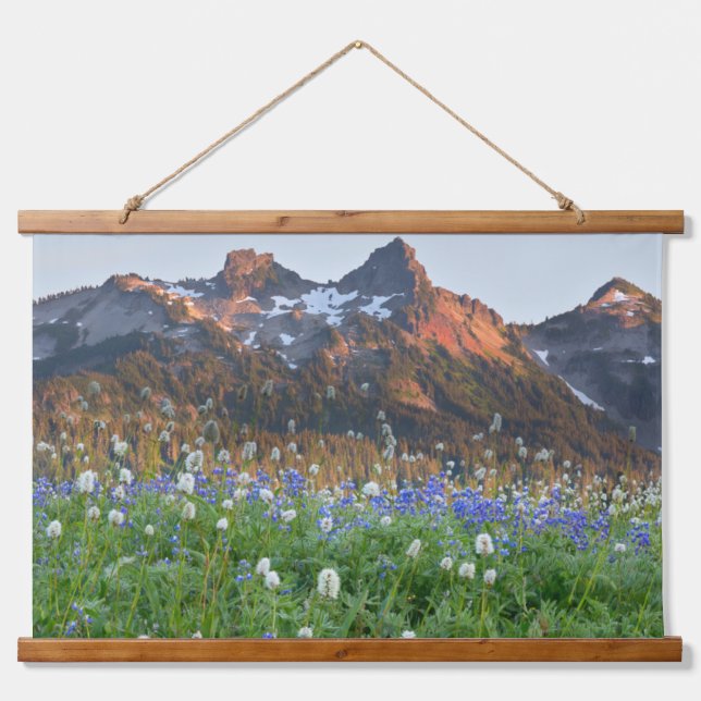 Tatoosh Range and Wildflowers | Mt. Rainier Hanging Tapestry (Front)