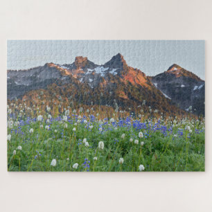 Tatoosh Range and Wildflowers   Mt. Rainier Jigsaw Puzzle