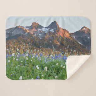 Tatoosh Range and Wildflowers   Mt. Rainier Sherpa Blanket