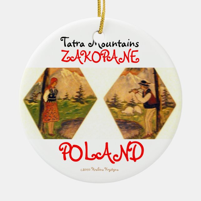 TATRA MOUNTAINS ZAKOPANE POLAND CERAMIC ORNAMENT (Front)