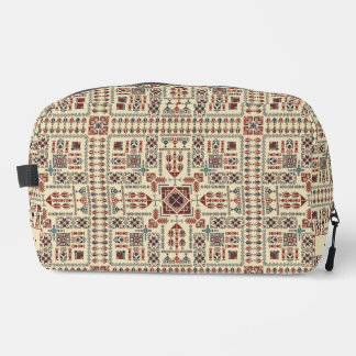 Tatreez pattern, beige geometric ornament dopp kit