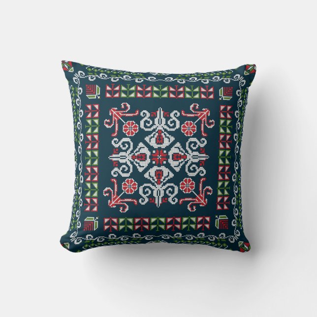 Tatreez pattern  metal print cushion (Front)