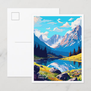 Tatry Poland Art Vintage Travel Illustration Postcard