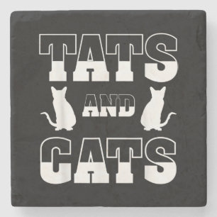Tats And Cats Animal Lover Gift Tattoo Artist Inki Stone Coaster