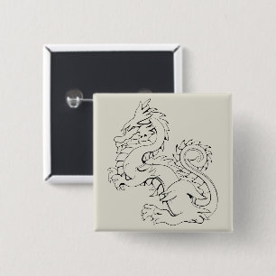 Tatsu Asian Dragon Are Fantasy Mythical Creatures 15 Cm Square Badge