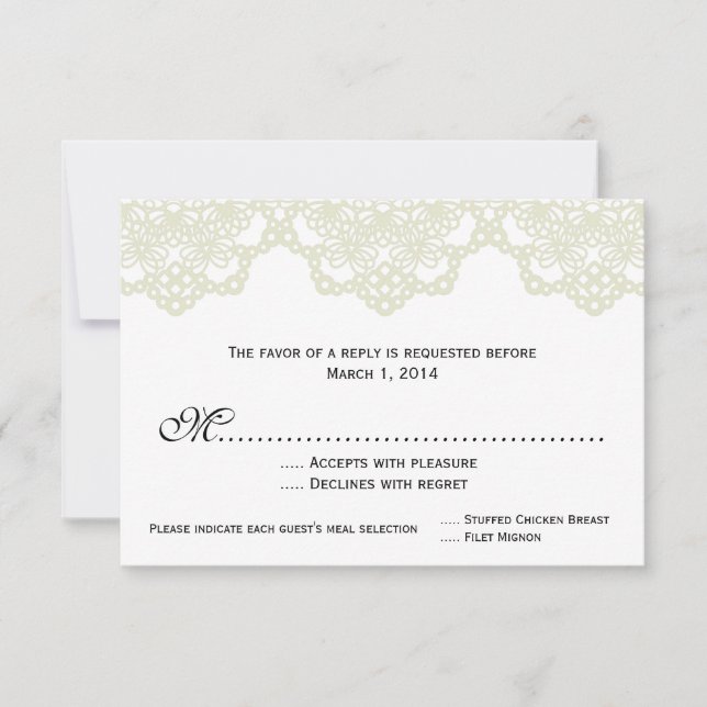 tatted lace wedding invitation rsvp (Front)