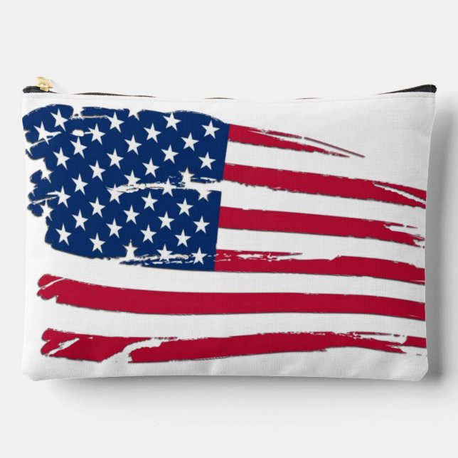 Tattered American Flag Accessory Pouch (Front)