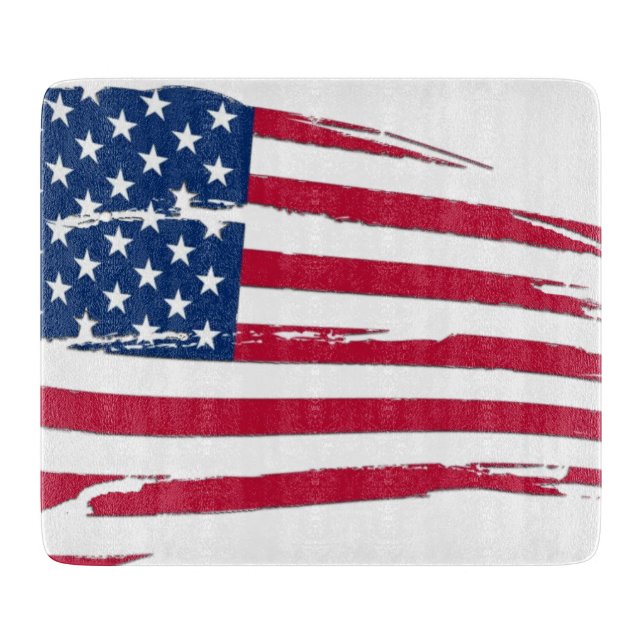 Tattered American Flag Cutting Board (Front)