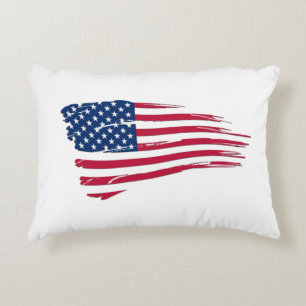 Tattered American Flag Decorative Cushion