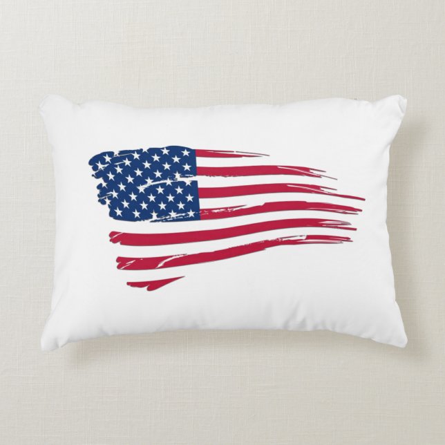 Tattered American Flag Decorative Cushion (Front)