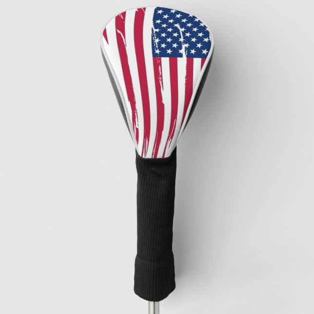 Tattered American Flag Golf Head Cover (Front)