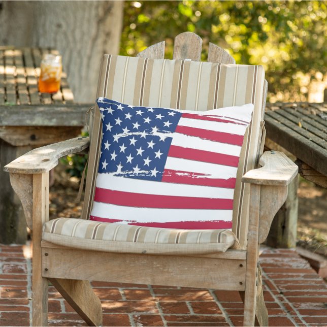 Tattered American Flag Outdoor Cushion (Chair)