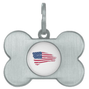 Tattered American Flag Pet ID Tag
